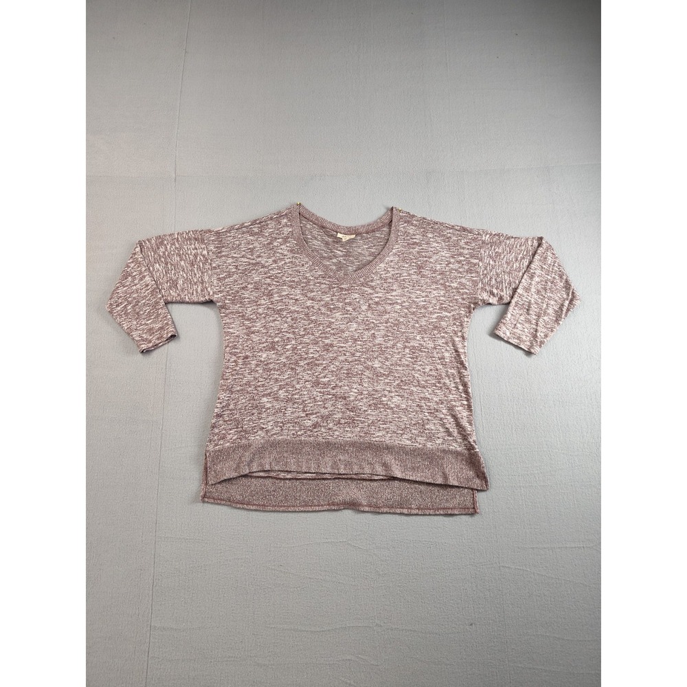 Style&Co Women Sweater XL Mauve Pink White Marled Speckled Knit V Neck Pullover